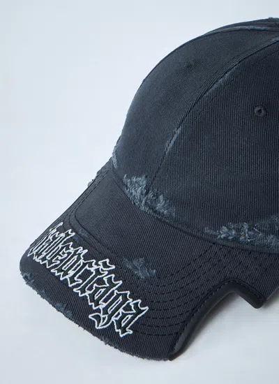 Balenciaga Black Drill Blackletter Script Cap In Black