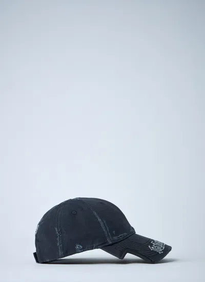 Balenciaga Black Drill Blackletter Script Cap In Black