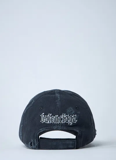 Balenciaga Black Drill Blackletter Script Cap In Black