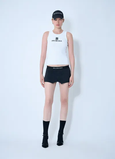 Balenciaga Logo-intarsia Sleeveless Tank Top In White