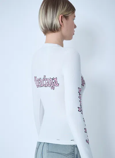 Balenciaga Crew Neck Graphic Print Long Sleeves Top In Blue
