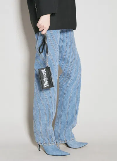 Balenciaga Women Logo Print Leather Cardholder On Keyring