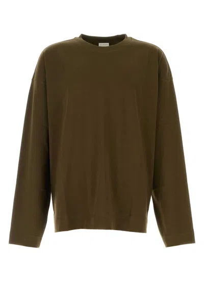 Dries Van Noten Men Khaki Cotton Hegland Oversize T-shirt In Green