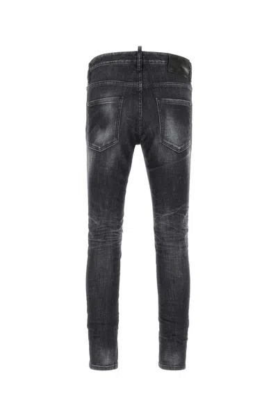 Dsquared2 Easy Black Wash Tidy Biker Black Stretch Cotton Denim Jeans In Black