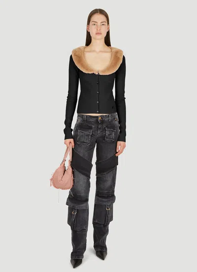Blumarine Faux Fur Trim Cardigan