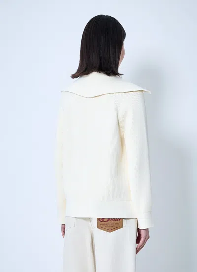 Bottega Veneta Women Cotton Ribbed Cardigan In Neutral