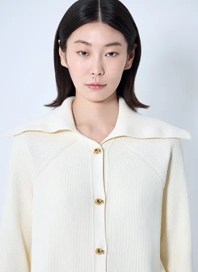 Bottega Veneta Women Cotton Ribbed Cardigan In Neutral