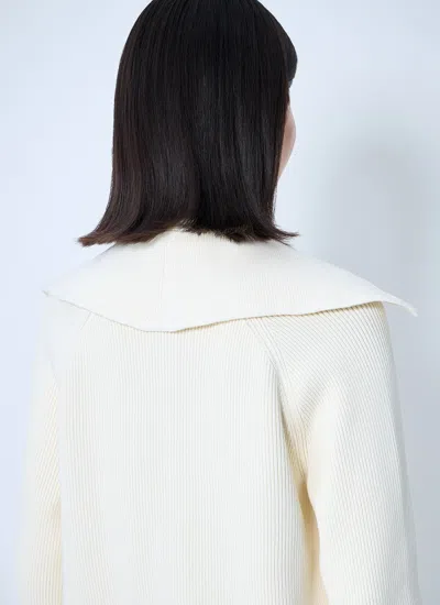 Bottega Veneta Women Cotton Ribbed Cardigan In Neutral