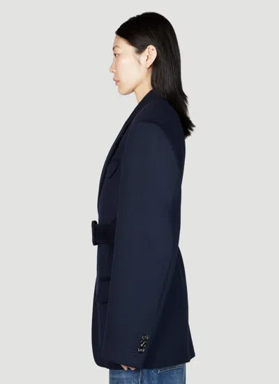 Bottega Veneta Women Double Wool Cashmere Belted Jacket In Blue