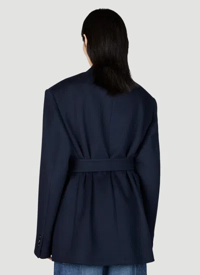Bottega Veneta Women Double Wool Cashmere Belted Jacket In Blue