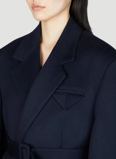 Bottega Veneta Women Double Wool Cashmere Belted Jacket In Blue
