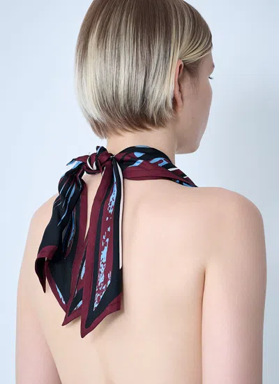 Bottega Veneta Fish Print Asymmetric Silk Twill Halter Top In Red