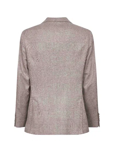 Brunello Cucinelli Men Beige Prince Of Wales Flannel Deconstructed Blazer In Neutral