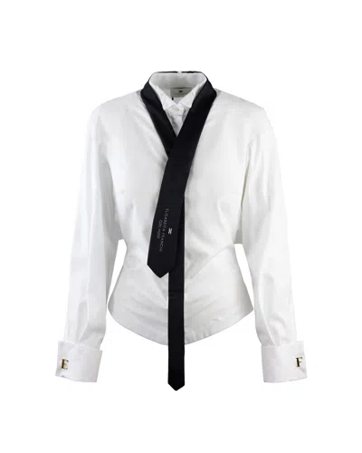 Elisabetta Franchi Camicia Bianca Con Cravatta In White
