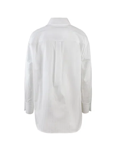 Elisabetta Franchi White Striped Cotton Poplin Shirt In White