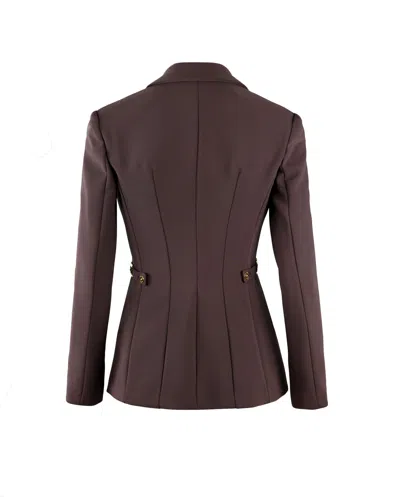 Elisabetta Franchi Burgundy Tailored Blazer With Gold Buttons And Peak Lapels In Red