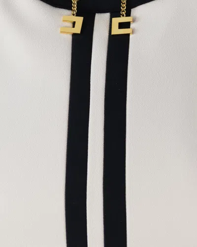 Elisabetta Franchi Double Crepe Color-block Top In Neutral