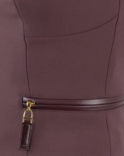 Elisabetta Franchi Double Crepe Top With Burgundy Zip Details