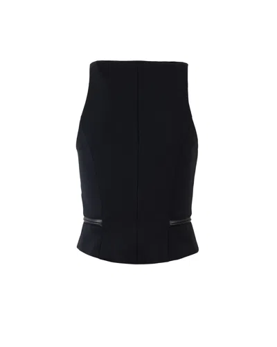 Elisabetta Franchi Double Crepe Top With Black Zip Details In Black