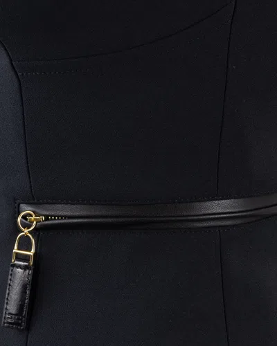 Elisabetta Franchi Double Crepe Top With Black Zip Details In Black