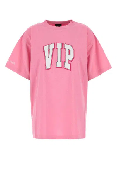 Balenciaga Vip Team Crewneck Graphic T-shirt In Pink
