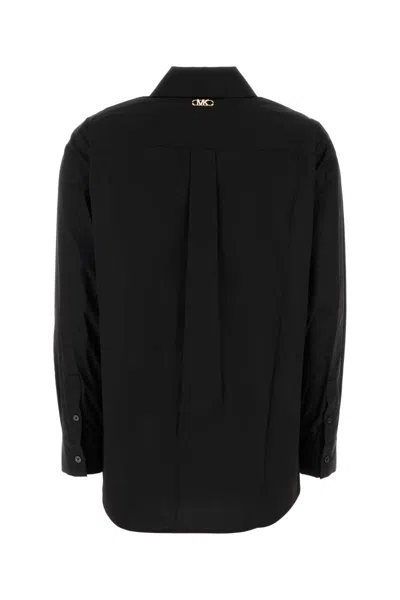 Michael Kors Black Shirt With Button-down Collar And One Front Patch Pocket In Cotton Stretch Woman In Black