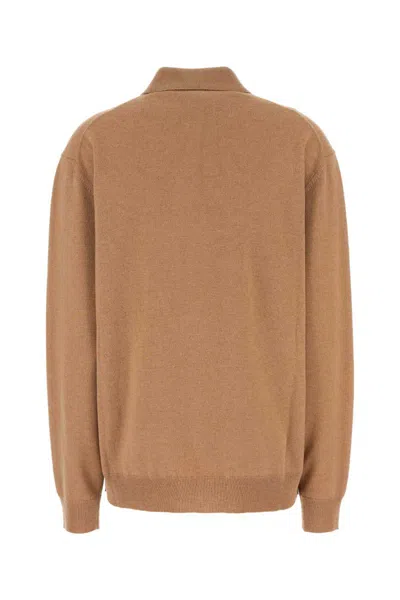 Miu Miu Argyle Pattern Cashmere Polo Pullover In Brown