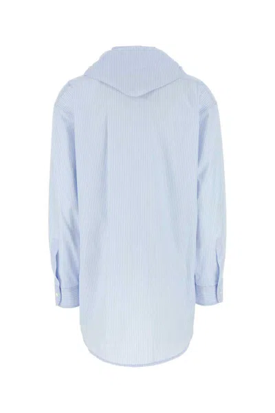 Miu Miu Embroidered Poplin Shirt In Blue