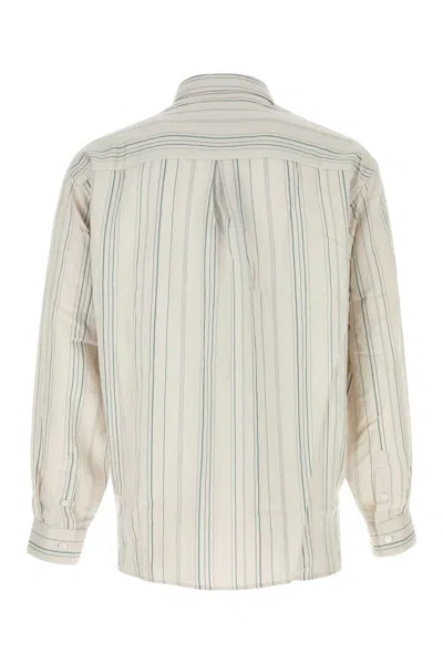 Emporio Armani White Shirt With Striped Pattern In Neutral