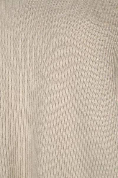 Brunello Cucinelli Cotton Sweater Dropped Shoulders Long Sleeves In Neutral