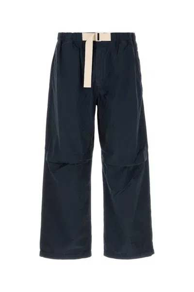Emporio Armani Wide-leg Relaxed-fit Trousers With Adjustable Drawstring In Blue