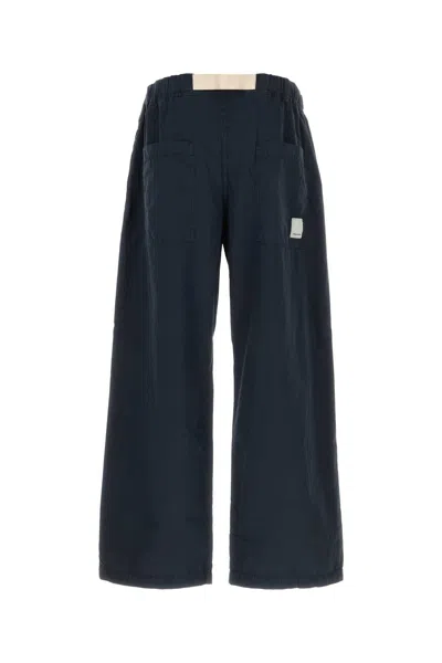 Emporio Armani Wide-leg Relaxed-fit Trousers With Adjustable Drawstring In Blue