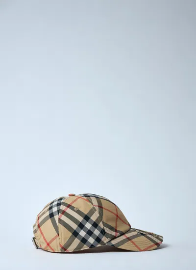 Burberry Ekd Checkered Baseball Cap In Neutral
