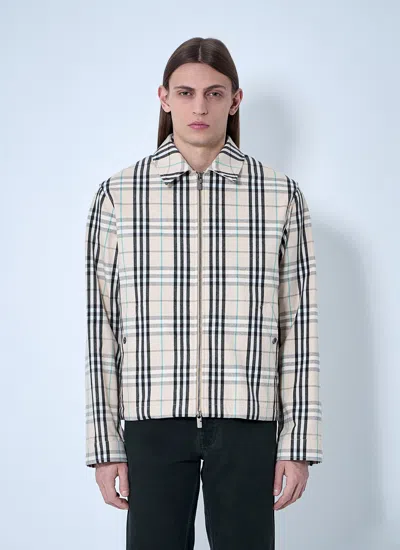 Burberry Check Cotton Harrington Jacket In Neutral