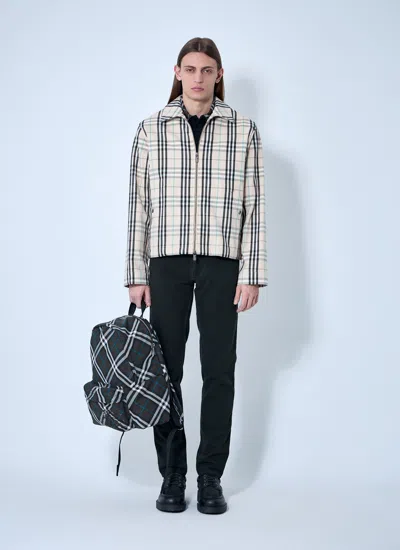 Burberry Check Cotton Harrington Jacket In Neutral