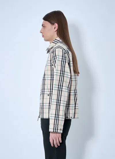 Burberry Check Cotton Harrington Jacket In Neutral