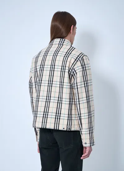 Burberry Check Cotton Harrington Jacket In Neutral