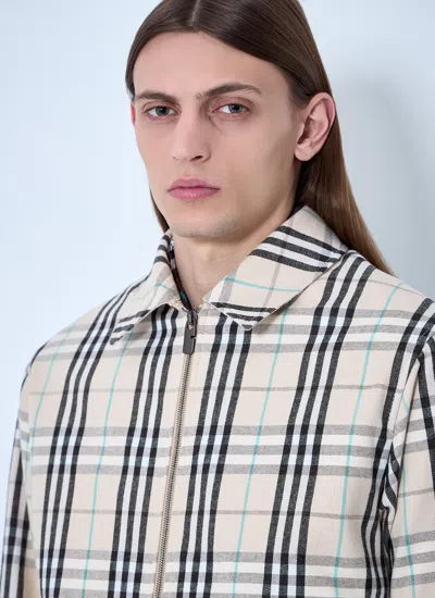 Burberry Check Cotton Harrington Jacket In Neutral