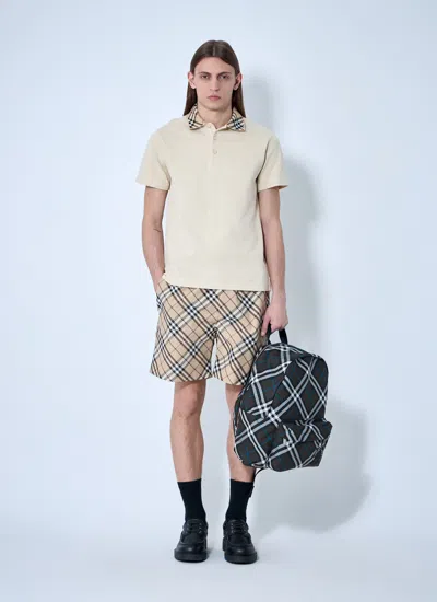 Burberry Men Check Elasticated Shorts In Neutral