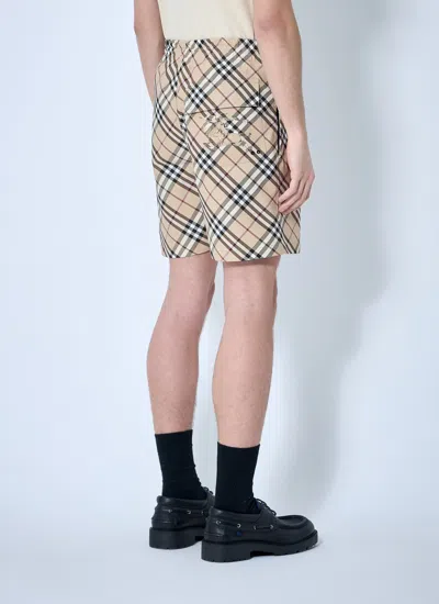 Burberry Men Check Elasticated Shorts In Neutral