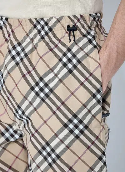 Burberry Men Check Elasticated Shorts In Neutral