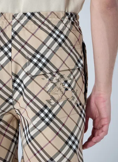 Burberry Men Check Elasticated Shorts In Neutral