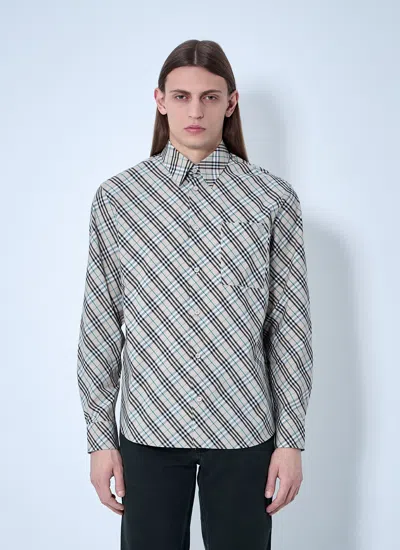 Burberry Poplin Shirt With Embroidered Collar And Pocket In Multi