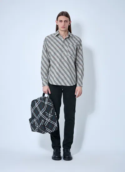 Burberry Poplin Shirt With Embroidered Collar And Pocket In Multi