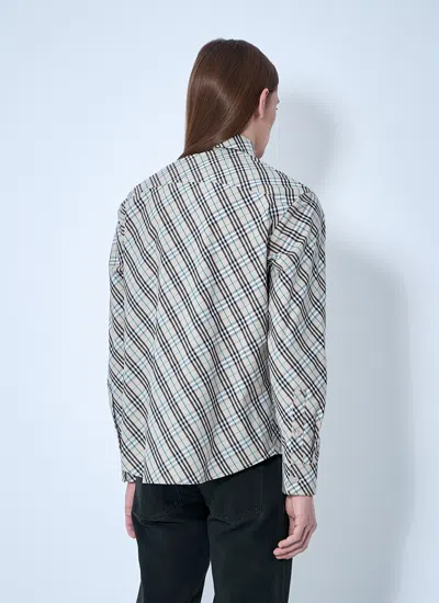 Burberry Poplin Shirt With Embroidered Collar And Pocket In Multi