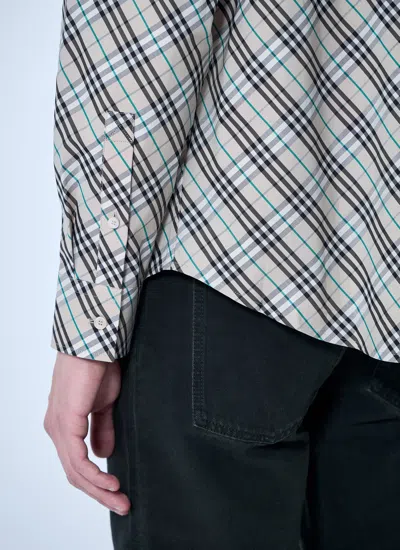 Burberry Poplin Shirt With Embroidered Collar And Pocket In Multi