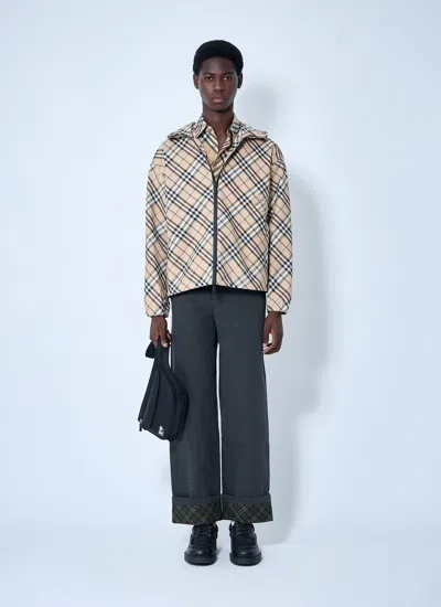 Burberry Men Check Zip-up Hooded Jacket In Multi