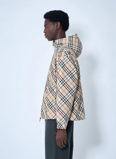 Burberry Men Check Zip-up Hooded Jacket In Multi