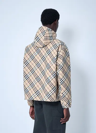 Burberry Men Check Zip-up Hooded Jacket In Multi