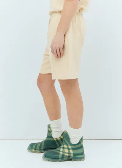Burberry Solid Color Shorts With Equestrian Knight Print In White